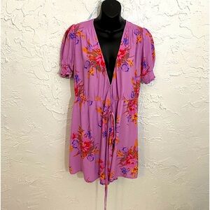 Boho Mini Dress Urban Outfitters Purple Pink  Sz Small BohoCore FlowerPower